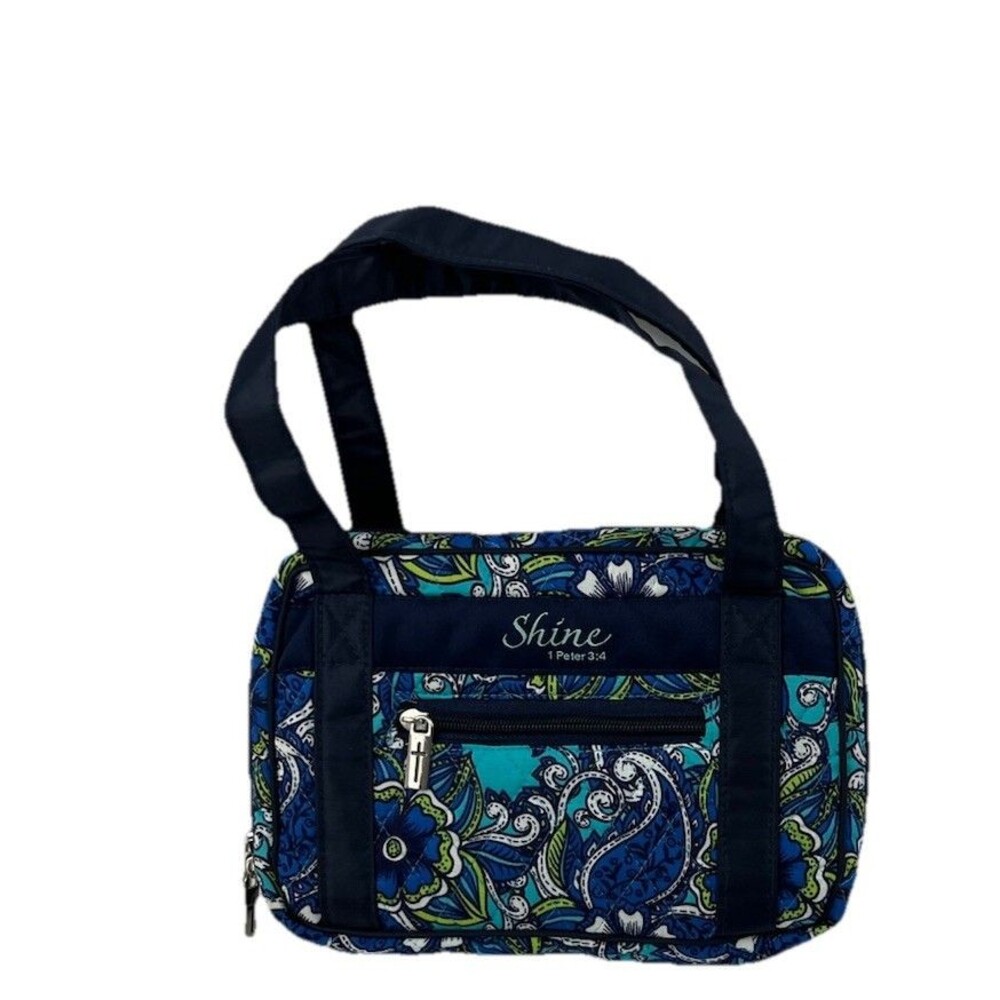 Quilted Blue/Green Paisley Shine Bible Cover/Carrier EUC